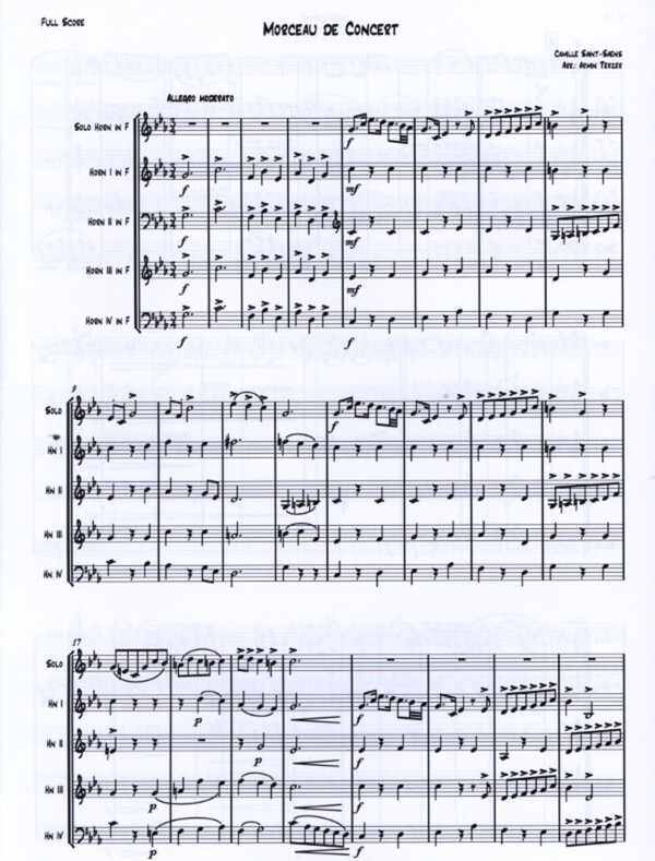 SaintSaens, Camille Morceau de Concert für SoloHorn + 4 Hörner