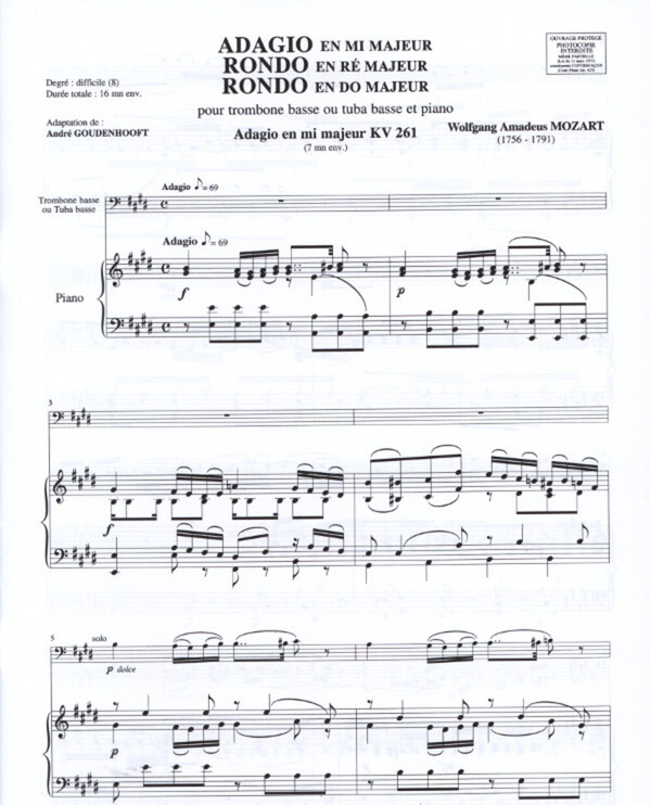 Mozart, W.A. (Goudenhooft) (17561791) Adagio KV 261, Rondo KV 269