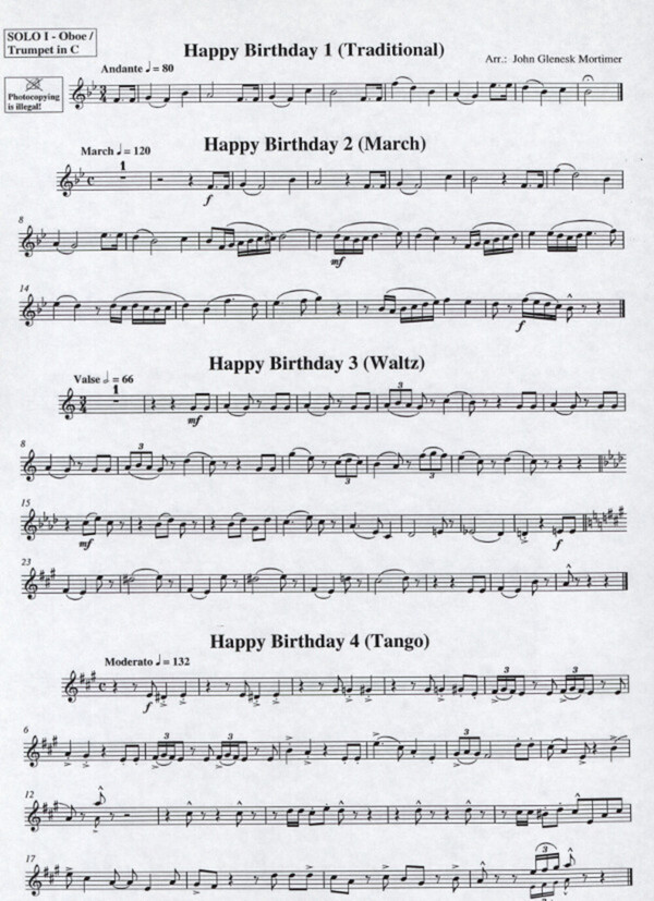 happy birthday noten trompete clipart