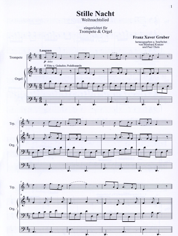 Gruber, Franz X. (Kratzer) Stille Nacht transponierte Fassung in D