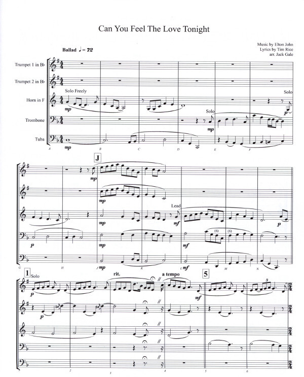 John Elton Arr Jack Gale Can You Feel The Love Tonight From